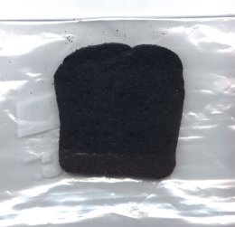 This is a piece of toast that I found in the back of our toaster oven.  Only the Good Lord knows how long it had been residing there.  I promptly decided to scan it!  And so here it is before you.  I call it, 'You're toast!!  Mmmm...toast...' in honor of Ryan Bougnet.  Thank you.
