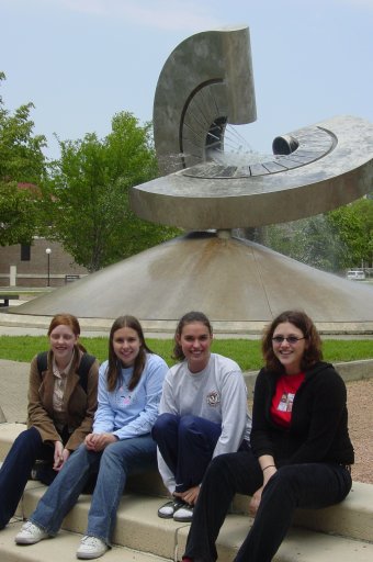 On the way back from Union South, we stop for a picture in front of the fountain...