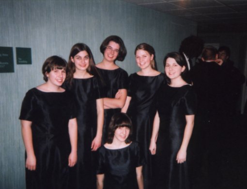 Well, now we finally get to the performing part of the NBA trip!  We all look so lovely in our dresses.  Particularily Erin and Jessie(I can say that because chances are they won't see this...).